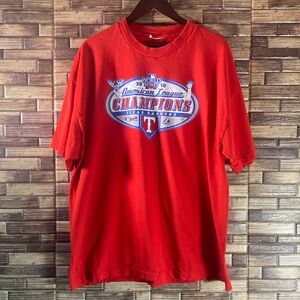 Texas Rangers T Shirt Mens 2XL 2010 AL Champions Red Majestic EUC T Shirt